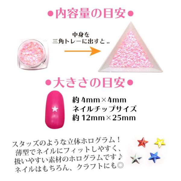 ネイル 3D スタッズ風 スターホログラム 全12種 ケース入り : ココロ