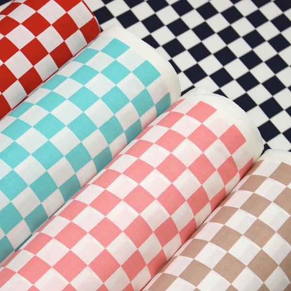 生地 布 市松チェック ブロックチェック フラッグチェック 格子 オックス 綿100% 約110cm幅 ゆうパケット2ｍ対応 10cm単位価格