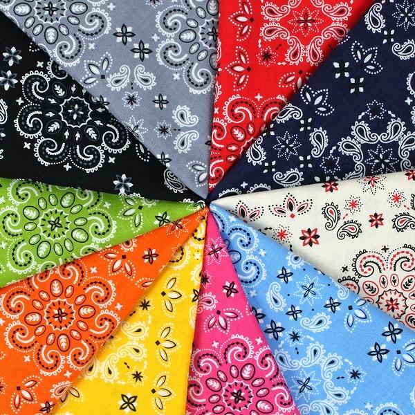 生地 布 バンダナ柄 ペイズリー 綿100％ スケア シーチング 約110cm幅