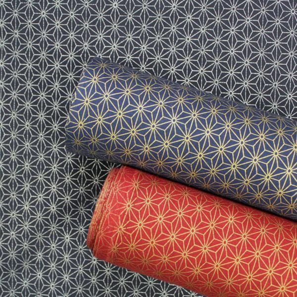 生地 布 金銀麻の葉 ゴールド麻の葉 和柄 綿100％ シーチング 約110cm幅 手芸 ハンドメイド 手作り ゆうパケット2.5ｍ対応 10cm単位価格