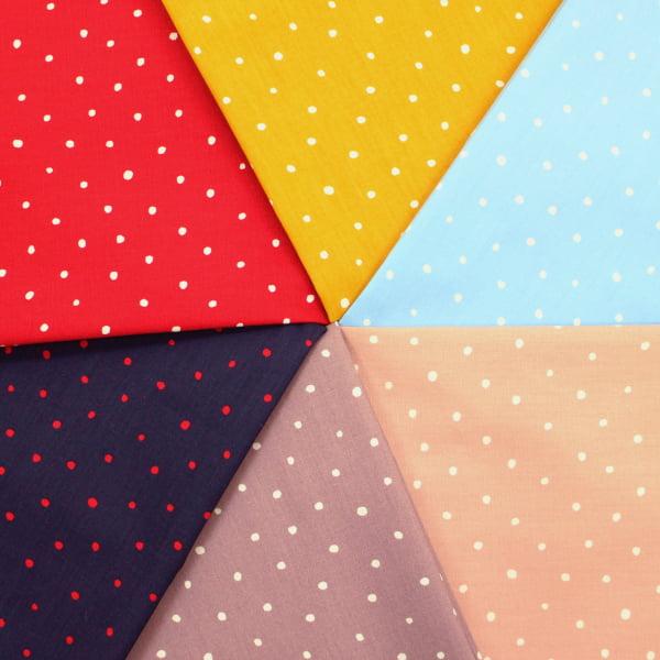 生地 布 手書き風 水玉 ドットS 小さめ ランダムドット 清原 kokochi　fabric ソフトブロード 綿100％ 約110cm幅 KOF-31 ゆうパケット3ｍ対応 10cm単位価格
