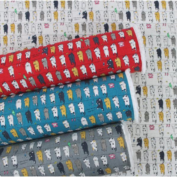 10cm単位価格 生地 布 猫 洗濯 にゃんこ 綿麻 キャンバス コットンこばやし ねこ 約110センチ幅 コットンリネン Kts6227 ゆうパケット2ｍ対応 Kts6227 とらや Fabric Yahoo 店 通販 Yahoo ショッピング