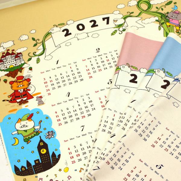 布カレンダー にゃんこ 2027年 Tales of 猫 オックス 綿100％ KTS7211 約90×59cm 日本製 ゆうパケット4枚対応 1個単位