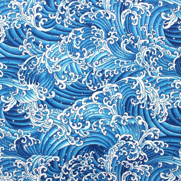 生地 布 水の呼吸 波柄 和柄 綿100 シーチング 約110cm幅 クリックポスト2 5ｍ対応 Ms010 1 とらや Fabric Yahoo 店 通販 Yahoo ショッピング