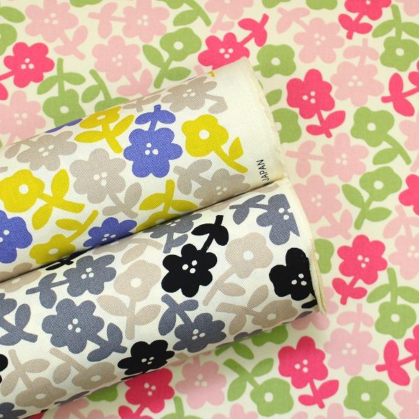 生地 布 グミ 花柄 カラフル 北欧風 キャンバス 綿100％ 約110cm幅 コットンこばやし UP5932 ゆうパケット2ｍ対応 10cm単位価格