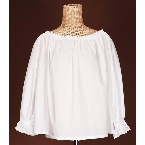 フラダンス衣装 ブラウス PBL-004 長袖パフブラウス 白 綿ポリ お