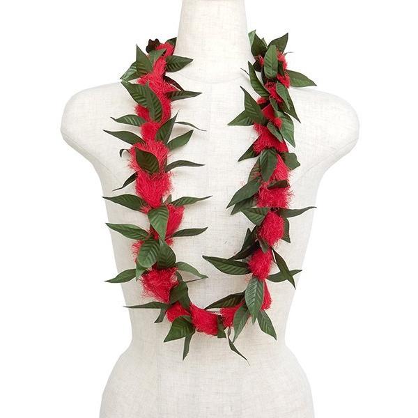 フラダンス ハワイアンレイ レイ オヒアレフアマイレレイ レッド 赤