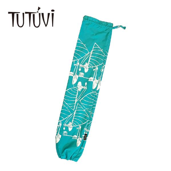 TUTUVI パウケース　TU-PC-20　柄：カヌー／色：ディープジェイド・アイボリー