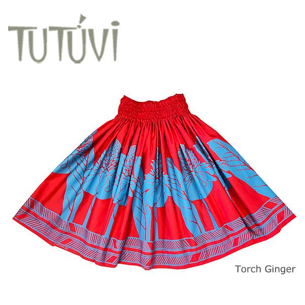 トーチジンジャー フラダンス用 赤 花柄スカート パウスカート