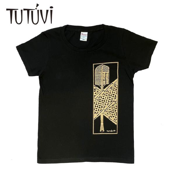 フラダンス　TUTUVI　Tシャツ 半袖 スタンダード（柄：パドルタパ　色：ブラック・ベージュ）