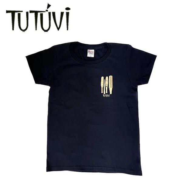 フラダンス　TUTUVI　Tシャツ 半袖 スタンダード（柄：イエククワンポイント　色：ネイビー・ベージュ）