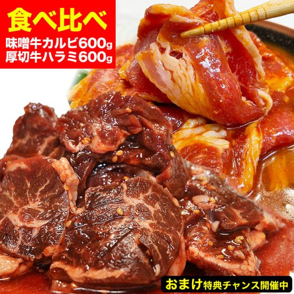 牛 カルビ 味噌 600g 牛 ハラミ サガリ 600g タレ込 セット 焼肉 バーベキュー BBQ 野菜炒め 焼肉丼 お弁当 用にも 2個以上から注文数に応じオマケ付き
