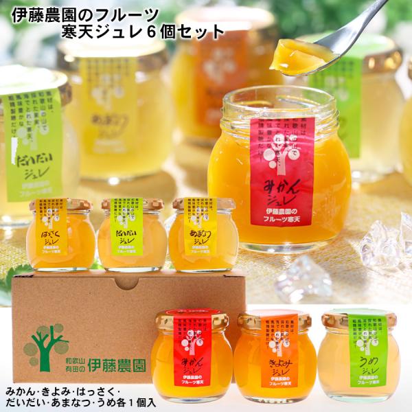 送料無料　ギフト　伊藤農園　フルーツ寒天ジュレセット　みかん・きよみ・はっさく・だいだい・あまなつ・うめ　各1個入　※北海道・沖縄県は送料900円