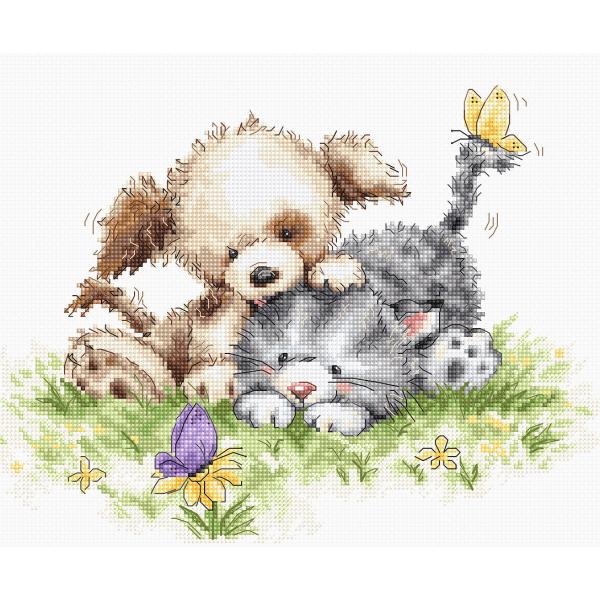 Luca-S NXXeb`hJLbg B1185 "Dog and Cat with Butterfly" (ƔLƃ`E) yCO/[40`80xz