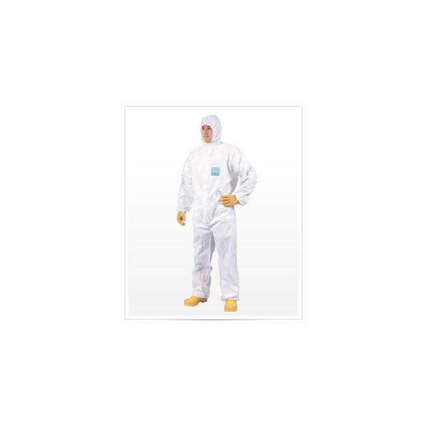 ※在庫処分特価品です。※外包装のビニール袋にホコリ汚れ等あります。【特長】通気性に優れた生地を背中部分に使用し、快適に作業ができます。背中部分はマイクロガード１５００と同等の性能です。フード・袖口・胴回り・足首部分はゴム紐入りです。ファスナ...