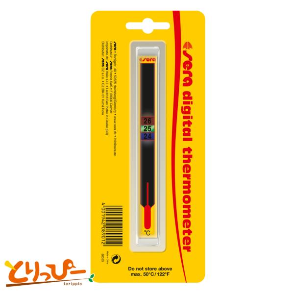 SERA(セラ)　デジタル温度計シールタイプの温度計です鳥かごやお部屋の柱などに貼り付けて温度を確認することができます現在の温度の数値が浮かび上がる仕組みです対応温度　18℃〜34℃（1℃単位）サイズ　13cm×1.5cm※再剥離不可。一度...