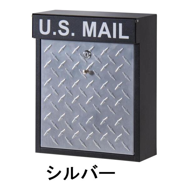 PST-215B　ポスト 郵便 メールボックス  置き型 壁掛け 薄型 スタンド カギ付き 蓋付き スチール おしゃれ モダン 玄関 エントランス   東屋　　シルバー