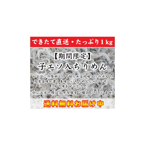 【送料無料・1kg】お徳用・子エソ入ちりめんじゃこ（※かまぼこの原料として知られる珍味エソの子入りで大変美味です）200g×5袋