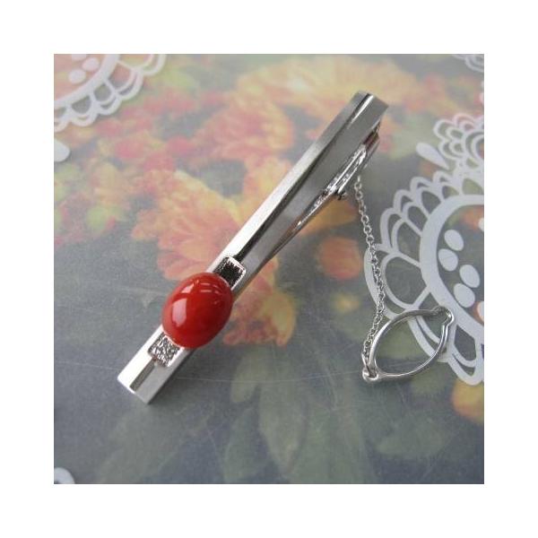 高知産赤珊瑚のタイピン/ネクタイピン/タイバー/メンズアイテム