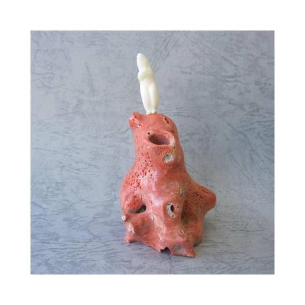 白珊瑚ねずみと桃珊瑚の置物/御守/干支/子/『宝石サンゴ』 : 珊瑚職人