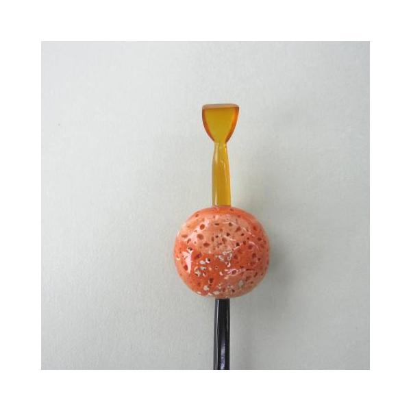 桃珊瑚す玉のべっ甲かんざし（26.5×28.5ミリ）/簪/鼈甲/和小物/髪飾り