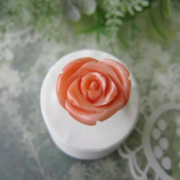 ピンク珊瑚 大輪 薔薇の花 リング 指輪 Pt900 ダイヤ0.12ct 天然石