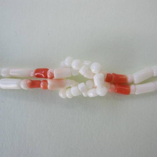 桃・白珊瑚 組み紐風 羽織紐 はおりひも 宝石サンゴ 珊瑚婚 還暦 誕生