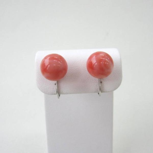 k１４wGサンゴイヤリング 日本・高知産赤珊瑚のイヤリング（9ミリ玉） /K14WG/イヤー