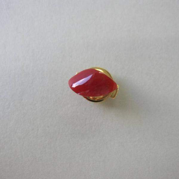 日本 高知産血赤珊瑚 変形 ピンタック・ピンブローチ ラペルピン 宝石