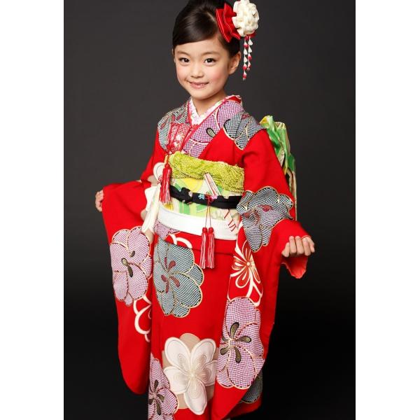 503ag23◎七五三 七歳 女児 アンティーク ねじり梅 着物&袋帯&長襦袢◎ 503ag23◎七五三 七歳 女児 アンティーク ねじり梅 着物&袋帯