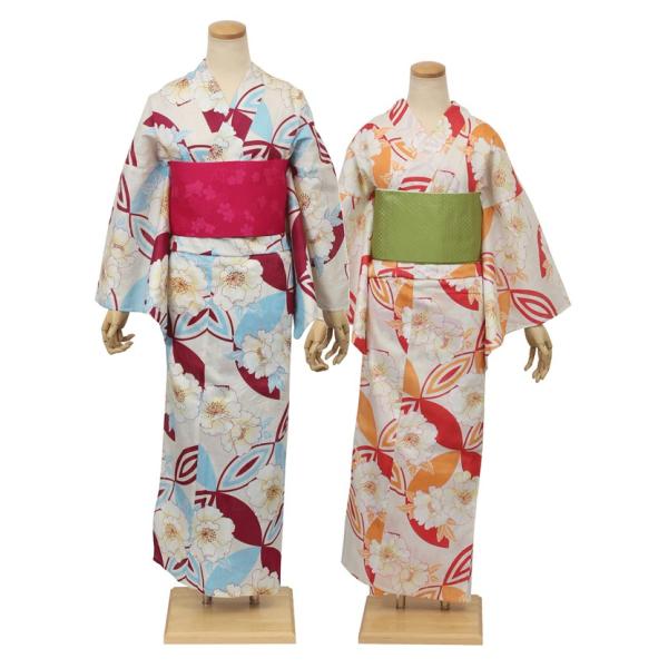 綿麻ゆかた　トールサイズ 　裄70cm 　カラーの花 tosen_y1b-06tl