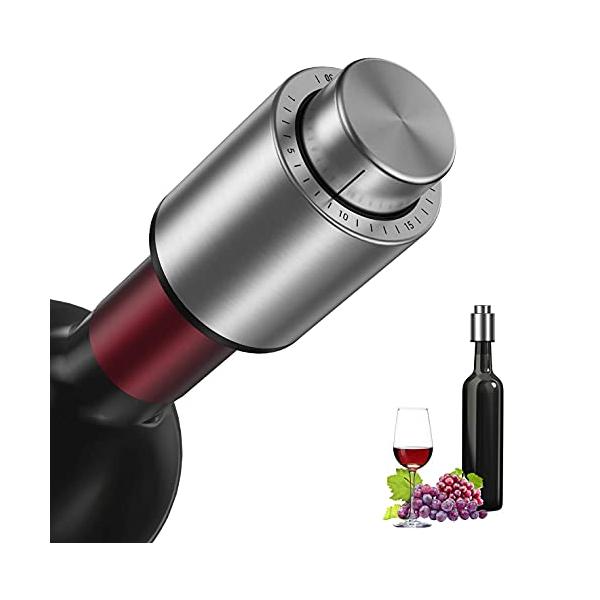 ブラック（ステンレス製） ワインストッパー バキュームポンプ シャンパンストッパー 真空ワインストッパー ワイン栓 ワイン保存 ワインキャンプ ステンレス製 赤ワイン 白ワイン シャンパン 酸化防止 真空保存 日付スケール Lazysong...