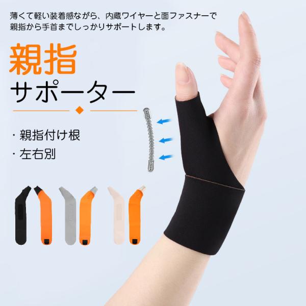 親指サポーター 腱鞘炎 ばね指 CM関節症 手首サポーター 固定 突き指 捻挫 関節痛 親指付け根 母指 母指サポーター 左右別 薄型 軽量 作業