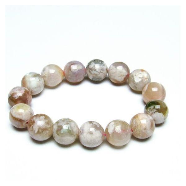 チェリーブロッサムアゲート ブレスレット 桜瑪瑙 14mm アゲット 一点