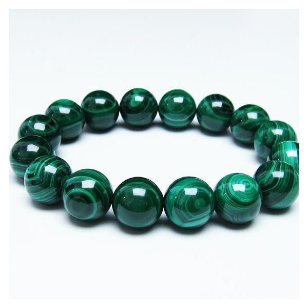 マラカイト ビーズブレスレット グリーン 縁石屋 マラカイト ブレスレット 14mm 天眼 malachite 一点物 送料無料 111