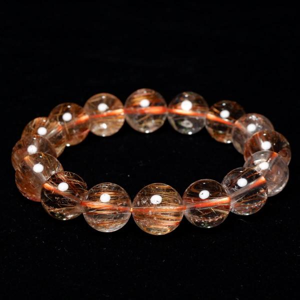 天然石 ルチルクォーツ ブレスレット (キャッツあり)約13mm ルチルクォーツブレスレット 13mm キャッツアイ ルチル 送料無料 一点