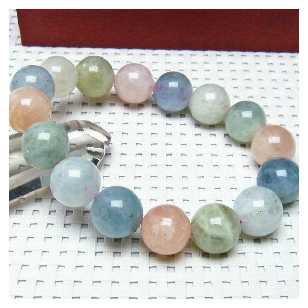 ミックスカラーベリル ブレスレット 13mm 一点物 メール便送料無料 [M