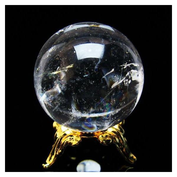 水晶 丸玉 虹入り 26mm 水晶玉 スフィア 置物 一点物 141-4954