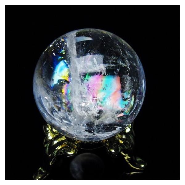 アイリスクォーツ 水晶 丸玉 虹入り 27mm 水晶玉 置物 スフィア 141