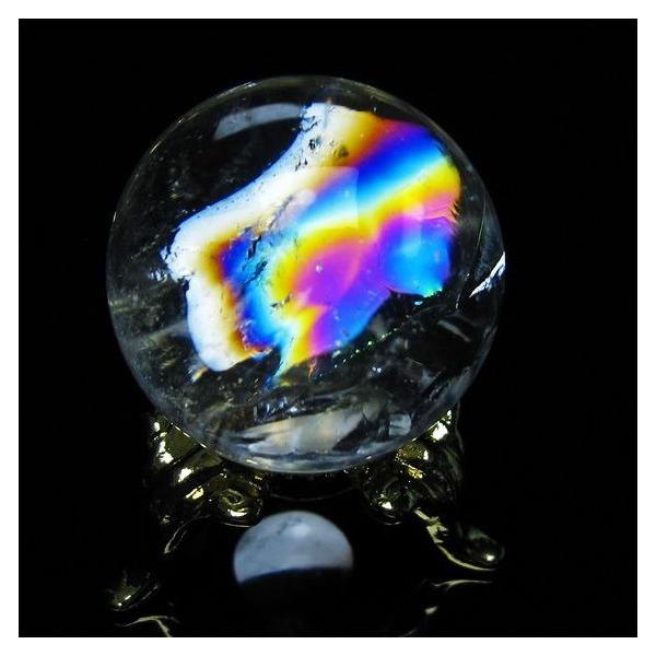 アイリスクォーツ 水晶 丸玉 虹入り 27mm 水晶玉 置物 スフィア 141