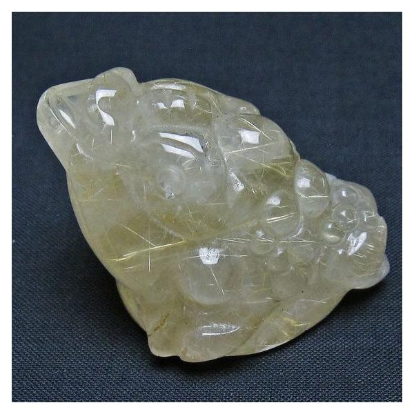 タイチンルチルクォーツ 手彫り 置物 キンセン 金蟾 一点物145-1647