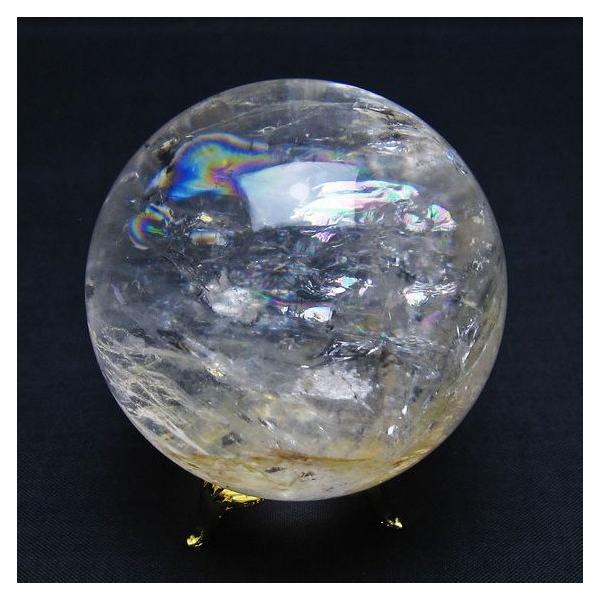 水晶 丸玉 虹入り 62mm スフィア 水晶玉 球体 玉 一点物 [送料無料