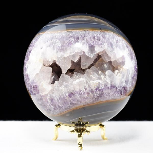 アメジスト 笑口丸玉 ブラジル産 88mm ジオード スフィア 送料無料