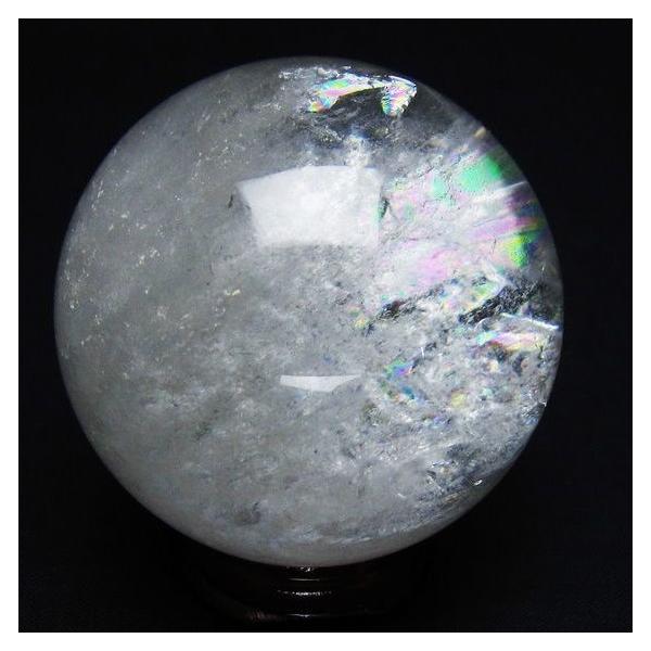 水晶 丸玉 虹入り 61mm スフィア 置物 水晶玉 一点物 送料無料 151