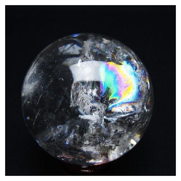 水晶 丸玉 虹入り 53mm スフィア 置物 水晶玉 一点物 送料無料 151