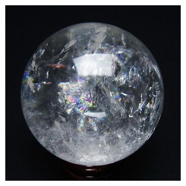 水晶 丸玉 虹入り 55mm スフィア 置物 水晶玉 一点物 送料無料 151
