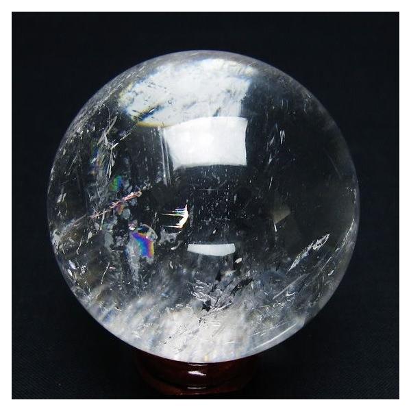 水晶 丸玉 虹入り 54mm スフィア 置物 水晶玉 一点物 送料無料 151