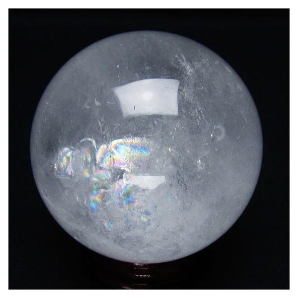 水晶 丸玉 虹入り 64mm スフィア 置物 水晶玉 一点物 151-8874