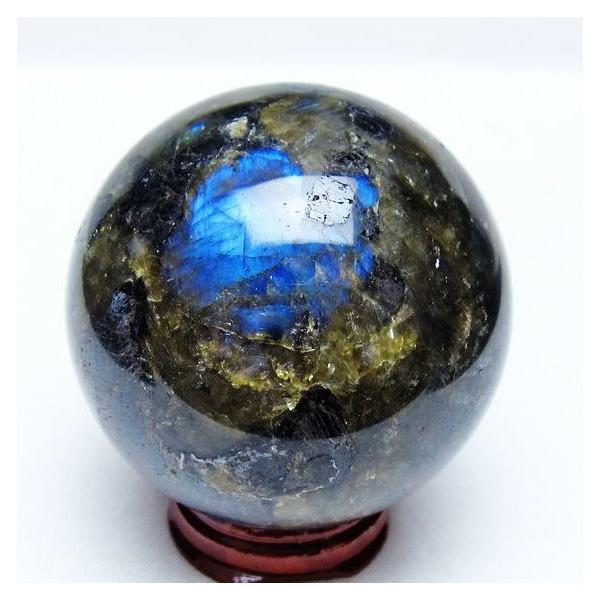 ラブラドライト 丸玉 62mm スフィア 置物 一点物 151-9106 : 天然石