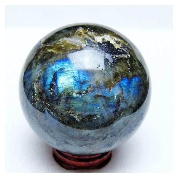 ラブラドライト 丸玉 69mm スフィア 置物 一点物 151-9111 : 天然石